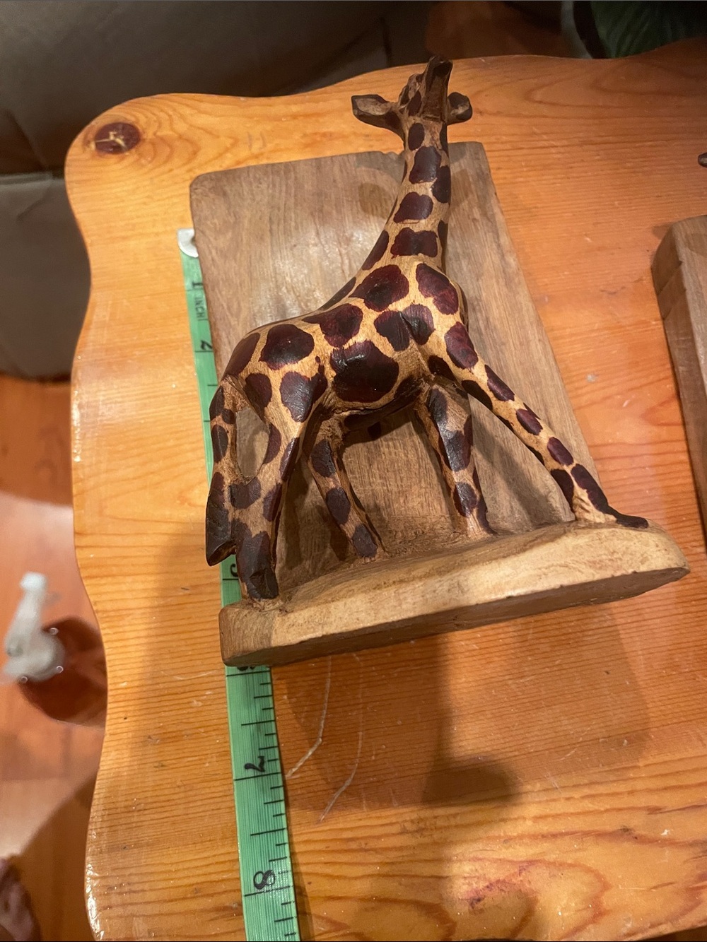Hand-Carved Wooden Giraffe Bookends - Picture 5 of 5
